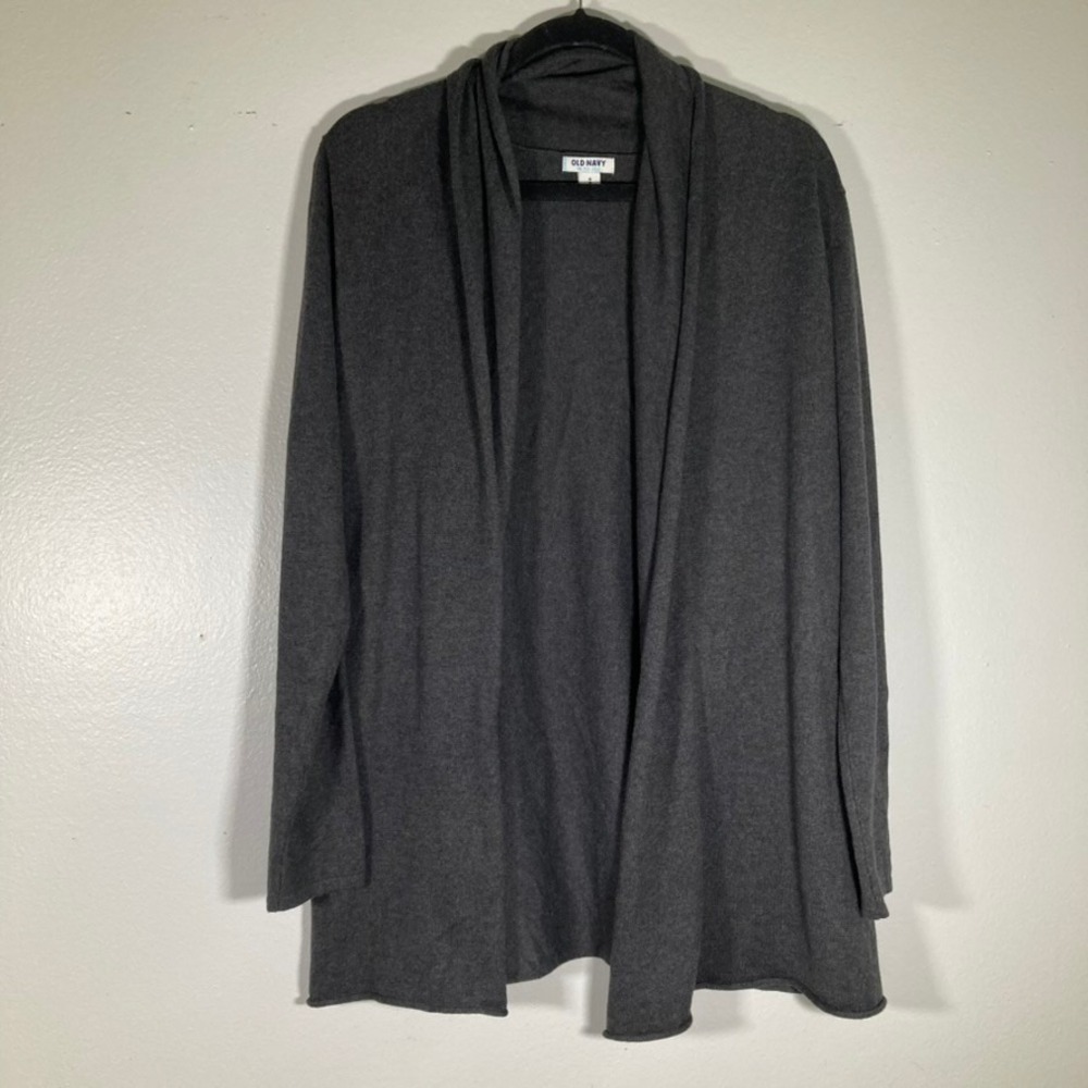 Old Navy Womens M Charcoal Gray Open Front Jersey Lounge Cardigan Sweater Medium